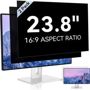 23.8" Computer Privacy Filter 2-Pack Anti-Blue Light Anti-Glare Removable 16:9