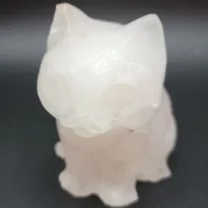 256g White Quartz Natural Gemstone Cat Kitten Feline Figurine 3"