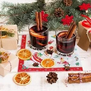 25PCS Disposable Santa Paper Napkins 13 Inch Cocktail Napkins For Christmas