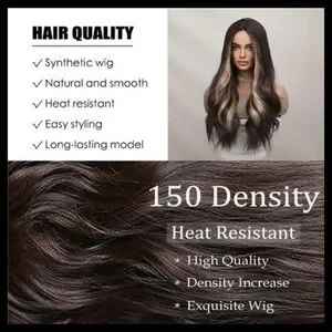 ✨26" LONG WAVY WIG Brown With Blonde Highlights By Luxurious Hair✨