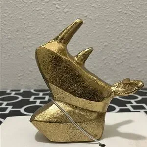 *2for$30*NWOT Gold Tone Rhinoceros Head Wall Mount Decor Keys Towel Hook Hanger