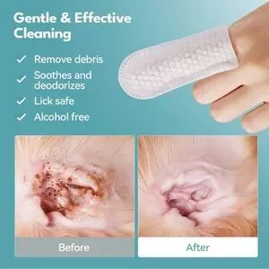 2x Ear Cleaner Finger Wipes 50 Count Dog & Cat Grooming Kit Itch Relief -100 Pcs