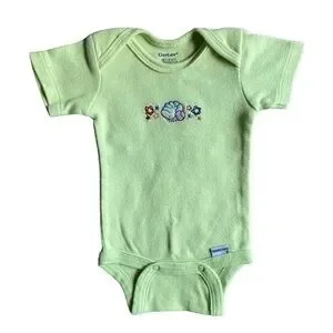 3/$15 Gerber Lime Green Onesie with Red Baseball and Blue Glove Size Newborn