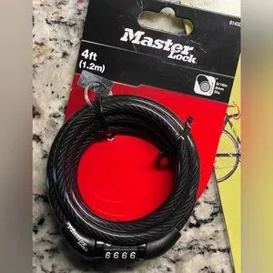 3/$20 Bicycle Accessories (NEW) Master 4ft Lock Black Cable Lock & Bike Hooks