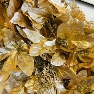 3/$20 Gold Leaf Sparkle Metallic Fancy Floral Decor Christmas NYE Holiday Wreath