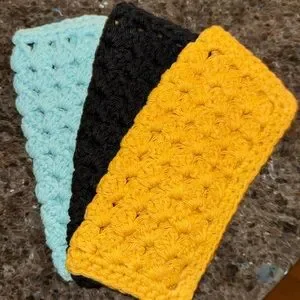 3 Hand Crocheted Washcloths Cotton Washcloths Dish Cloths 100% Cotton