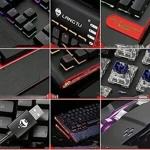 3 IN 1 Multimedia Knob Mechanical Gaming Keyboard Set (Black/Blue Backlit/Blue S