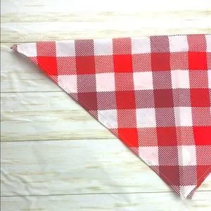 3 Pack Red Print Doggie Bandanas – Gingham Plaid & Floral – Size OS