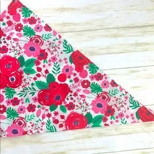 3 Pack Red Print Doggie Bandanas – Gingham Plaid & Floral – Size OS