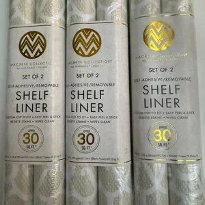 3 Package Of Total 90 SQ - Grey & White Easy Peel & Removable Shelf Liner #2638