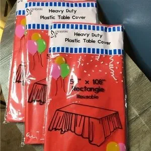 3 Red Heavy Duty Plastic Table Cover (2R)
