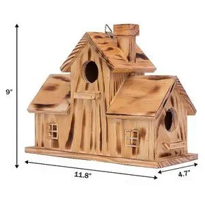 3-Room Wooden Birdhouse - Pine Wood Birdhouse For 3 Families