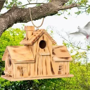 3-Room Wooden Birdhouse - Pine Wood Birdhouse For 3 Families
