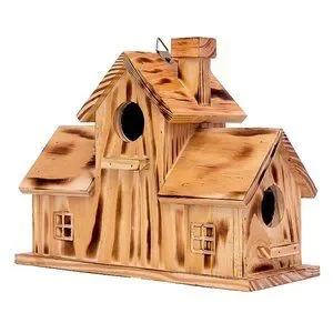 3-Room Wooden Birdhouse - Pine Wood Birdhouse for 3 Families