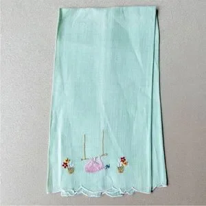 3 Vintage Blue And Green Handkerchiefs