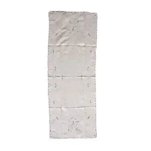 39" X 15" Vintage White Linen Cut Work Embroidered Table Runner Dresser Scarf