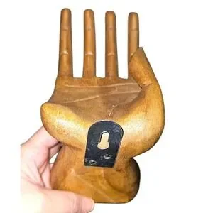 3D Carved Wooden Hand Sculpture Wall Hanging Shelf Folk Art Boho Retro