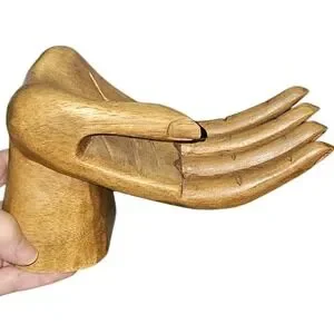 3D Carved Wooden Hand Sculpture Wall Hanging Shelf Folk Art Boho Retro