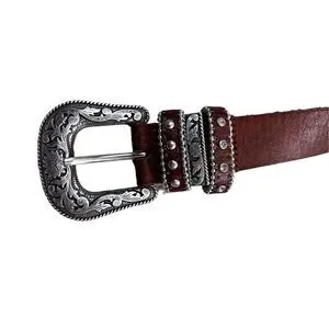 3D Embossed Silver / Leather Belt girls belt