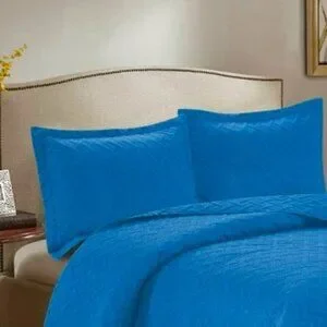 3PC Quilt Bedspread Set Oversized Queen Indigo Bunting