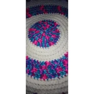 (4) 16.5" Handmade Vintage Crocheted Doilies Placemats Colorful Variegated
