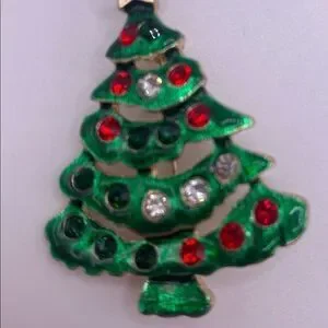 4/$20 Rhinestone Embellished Enamel Christmas Tree Pin