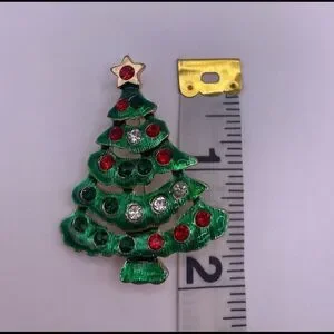 4/$20 Rhinestone Embellished Enamel Christmas Tree Pin