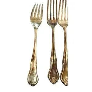 4 EHH Smith National Silverplate FLEMISH Dinner Forks Art Nouveau 1900