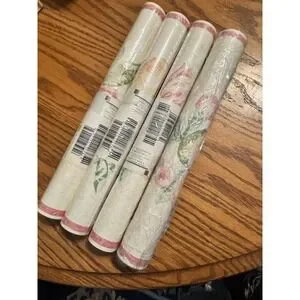 4-Gramercy Prepasted Fruit Wallpaper Pink White Green Border