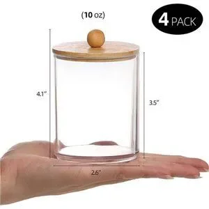 4 Pack Qtip Holder 10-Ounce Bathroom Organizer Accessories Storage Containers
