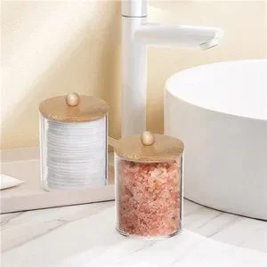 4 Pack Qtip Holder 10-Ounce Bathroom Organizer Accessories Storage Containers