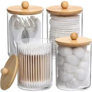 4 Pack Qtip Holder 10-Ounce Bathroom Organizer Accessories Storage Containers