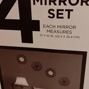 4 Piece Mirror Set Frames. Black Medallion