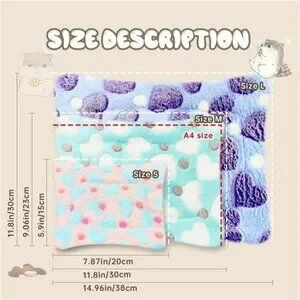 4 Pieces Guinea Pig Bunny Comfortable Bed Mats Pads Rabbit Warm Soft Bed Pad