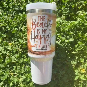 40 Oz Colorful The Beach Is My Happy Place Double-wall Vacuum Insulation…