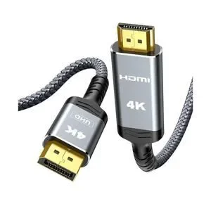 4K DisplayPort to HDMI 6.6ft Uni-Directional 1.4 Cable 4K 30Hz 2K 60Hz