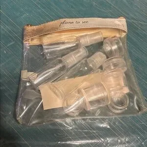 ⭐️ 5/$15 Clear Travel Toiletry Bag with Gold Trim