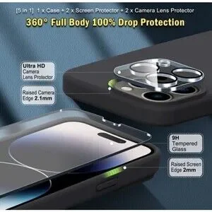 5-IN-1 IPhone 14 Plus Case With 2X Screen & Camera Lens Protectors Deep Purple