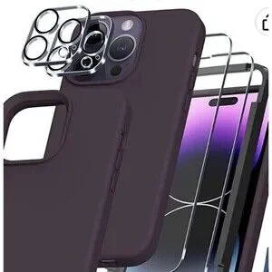 5-IN-1 iPhone 14 Plus Case with 2X Screen & Camera Lens Protectors Deep Purple