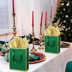 5 Pack Metallic Paper Gift Bags With Handle And Tissue 9 X 7 X 3.1