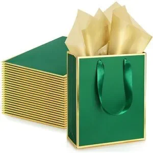 5 Pack Metallic Paper Gift Bags With Handle And Tissue 9 X 7 X 3.1