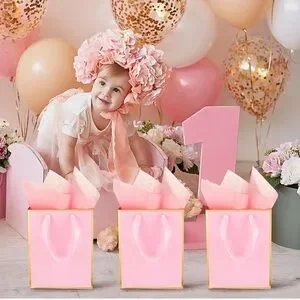 5 Pack Metallic Paper Gift Bags With Handle And Tissue 9 X 7 X 3.1