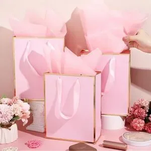 5 Pack Metallic Paper Gift Bags with Handle and Tissue 9 x 7 x 3.1