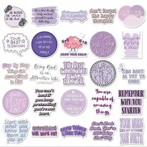 50 Pcs Purple Positive Motivational Sticker Set