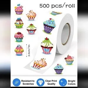500 Cupcake Sticker Roll