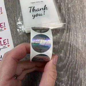 500 Holographic Stickers - “Thank You For Supporting My Small Business”