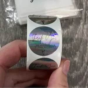 500 Holographic Stickers - “Thank you for supporting my small business”