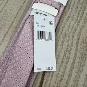 511 - Calvin Klein Tie Pink CK21100204 Silk Blend MSRP $69.50