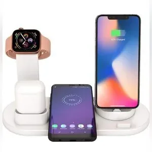 6 in 1 Wireless Rotatable White Charging Dock Station Fast Wireless Char…