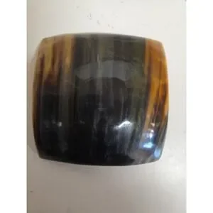 6 Inch Polished Buffalo Horn Decorative Trinket Dish Handpainted Giraffe Pattern